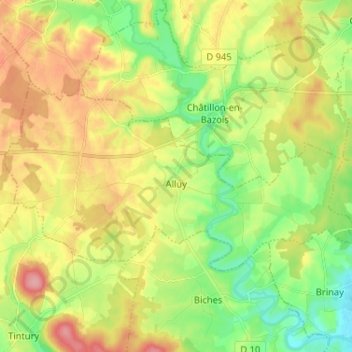 Alluy topographic map, elevation, terrain
