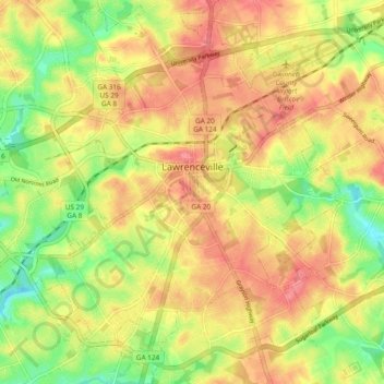 Lawrenceville topographic map, elevation, terrain