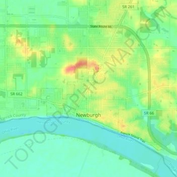 Newburgh topographic map, elevation, terrain