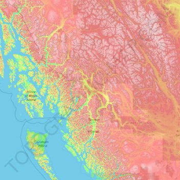 Regional District of Kitimat-Stikine topographic map, elevation, terrain