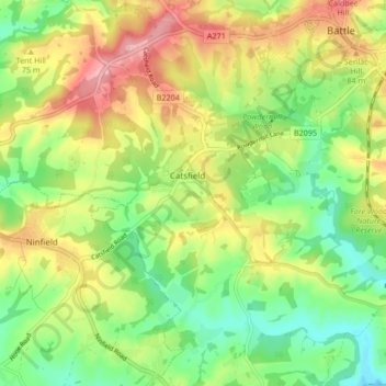 Catsfield topographic map, elevation, terrain