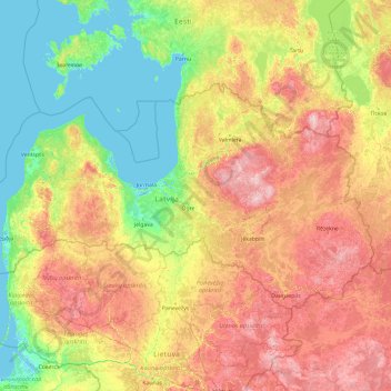 Latvia topographic map, elevation, terrain