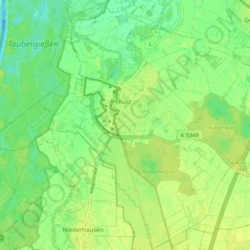 Rust topographic map, elevation, terrain