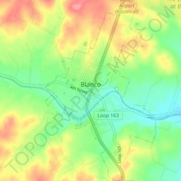 Blanco topographic map, elevation, terrain