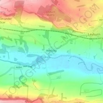 Wensley topographic map, elevation, terrain
