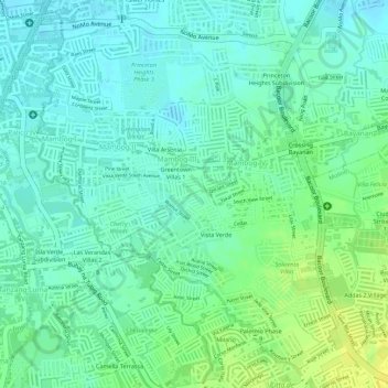 Mambog topographic map, elevation, terrain