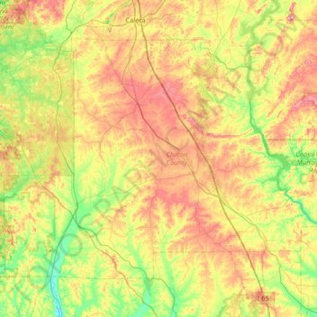 Chilton County topographic map, elevation, terrain