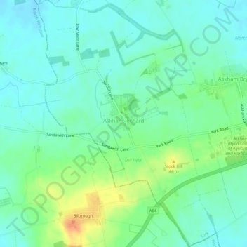 Askham Richard topographic map, elevation, terrain