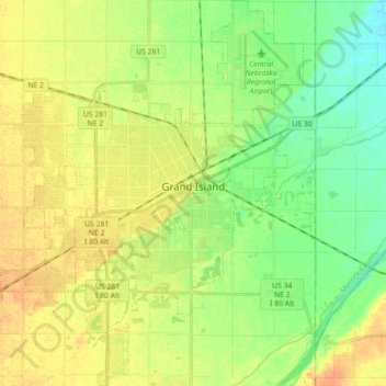 Grand Island topographic map, elevation, terrain