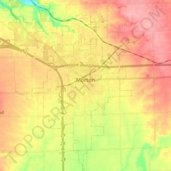 Morton topographic map, elevation, terrain