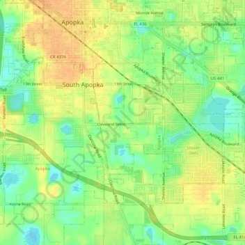 South Apopka topographic map, elevation, terrain