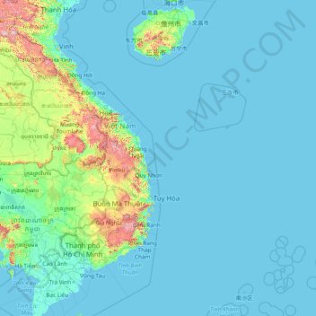 Hainan topographic map, elevation, terrain