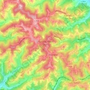 Kainbach bei Graz topographic map, elevation, terrain