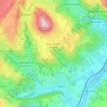 Saint-Sernin-du-Plain topographic map, elevation, terrain