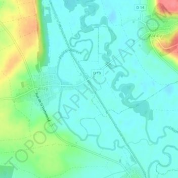 Vouziers topographic map, elevation, terrain