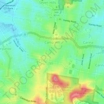 Camp Hill topographic map, elevation, terrain