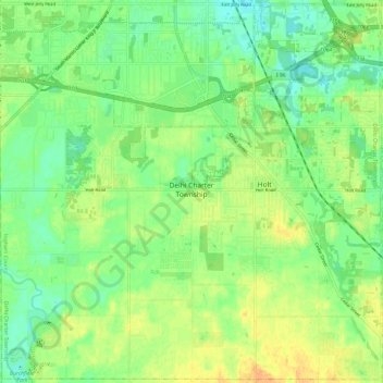 Delhi Charter Township topographic map, elevation, terrain