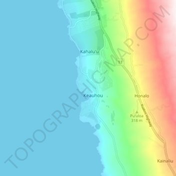 Kahaluu-Keauhou CDP topographic map, elevation, terrain