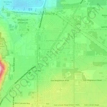 Country Homes topographic map, elevation, terrain