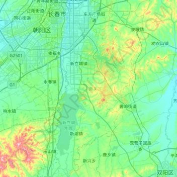 Nanguan District topographic map, elevation, terrain