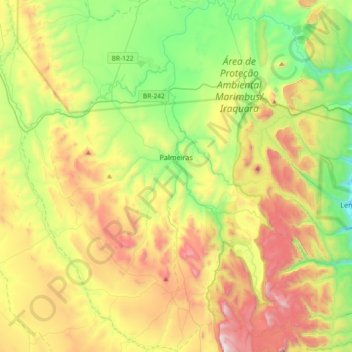 Palmeiras topographic map, elevation, terrain
