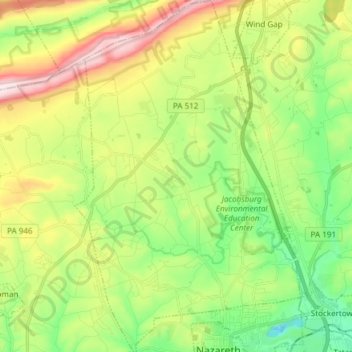 Bushkill Township topographic map, elevation, terrain