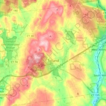 Tolland topographic map, elevation, terrain