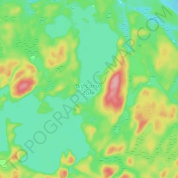 Big Canon Lake topographic map, elevation, terrain
