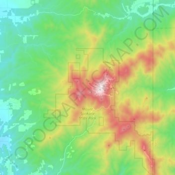 Mount Spokane State Park topographic map, elevation, terrain
