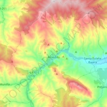 Arnedillo topographic map, elevation, terrain