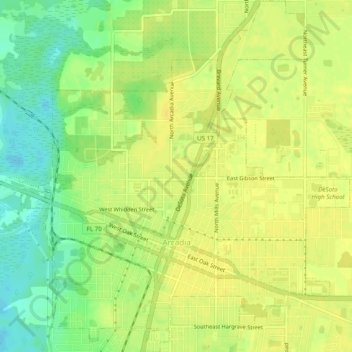 Arcadia topographic map, elevation, terrain