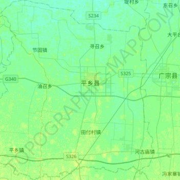 平乡县 topographic map, elevation, terrain