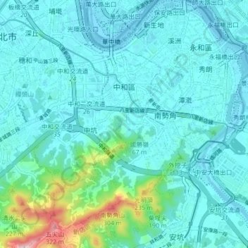 Zhonghe District topographic map, elevation, terrain