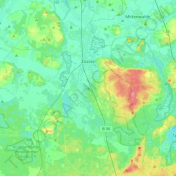 Zossen topographic map, elevation, terrain