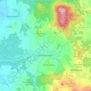 Großnaundorf topographic map, elevation, terrain