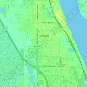 Rockledge topographic map, elevation, terrain