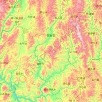 景谷傣族彝族自治县 topographic map, elevation, terrain