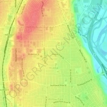 Acadia topographic map, elevation, terrain