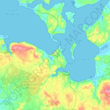 Struer Municipality topographic map, elevation, terrain