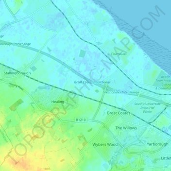 Healing topographic map, elevation, terrain