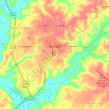 Bedford topographic map, elevation, terrain