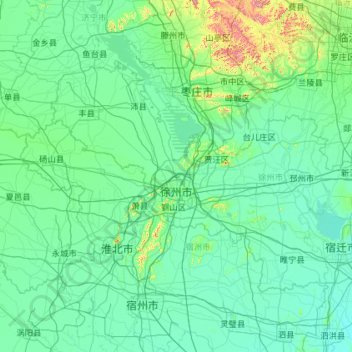 徐州市 topographic map, elevation, terrain