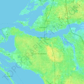 Bradenton topographic map, elevation, terrain