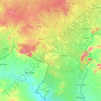 Habila topographic map, elevation, terrain