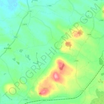 Ballylusky topographic map, elevation, terrain