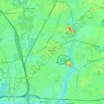 Marzahn topographic map, elevation, terrain