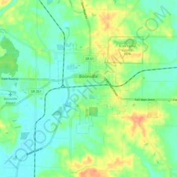 Boonville topographic map, elevation, terrain