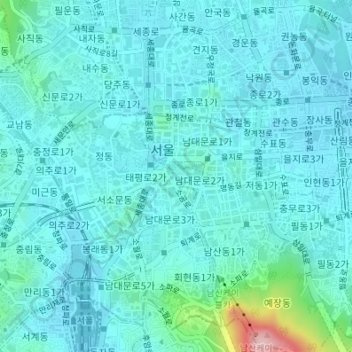 Seoul topographic map, elevation, terrain