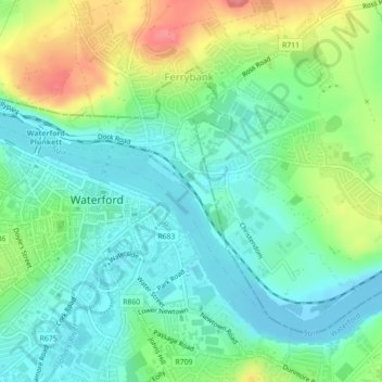 Ferrybank topographic map, elevation, terrain