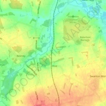 Hoe topographic map, elevation, terrain